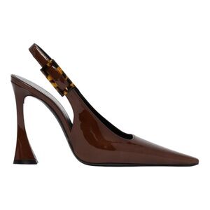 Saint Laurent Brown Dune Patent Leather Pointed Toe High Heels